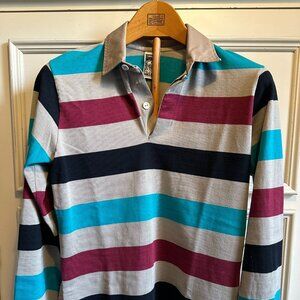 Men's Campus American Action Gear USA Vintage Rugby Striped Polo Medium Retro